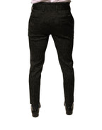 Authentic Designer Authentic Designer Dolce & Gabbana Black Brocade Polyester Skinny Men Dress Pants