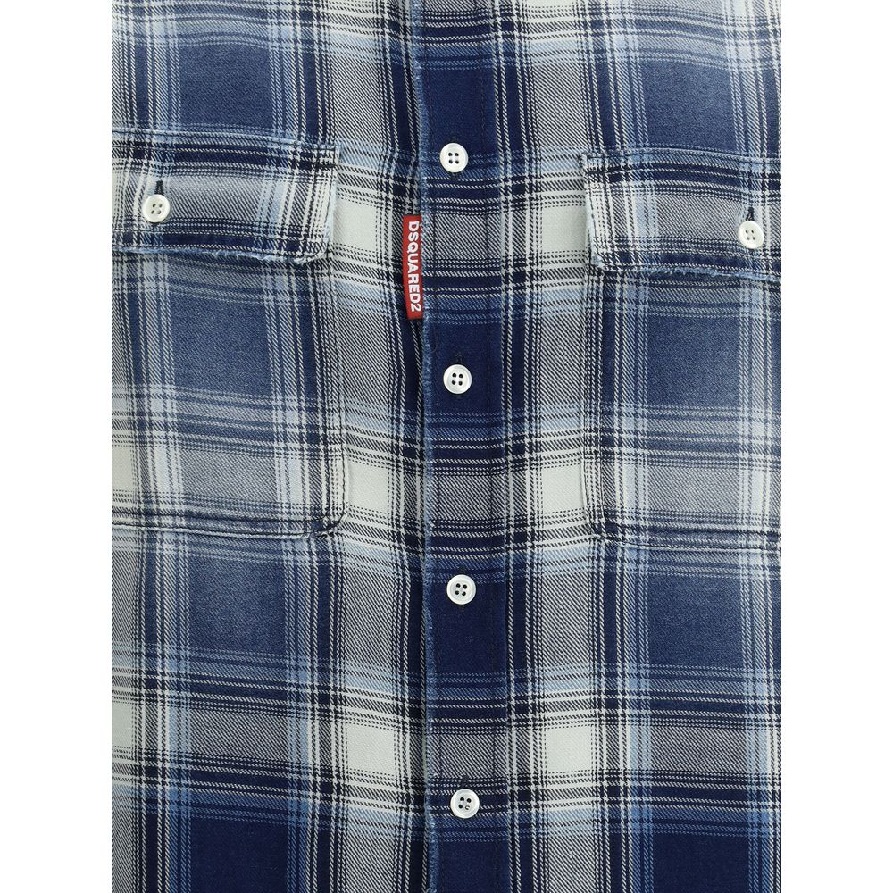 Dsquared² Blue Cotton Pattern Shirt