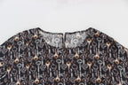 Dolce & Gabbana Gray Gold Key Print Silk Blouse T-shirt