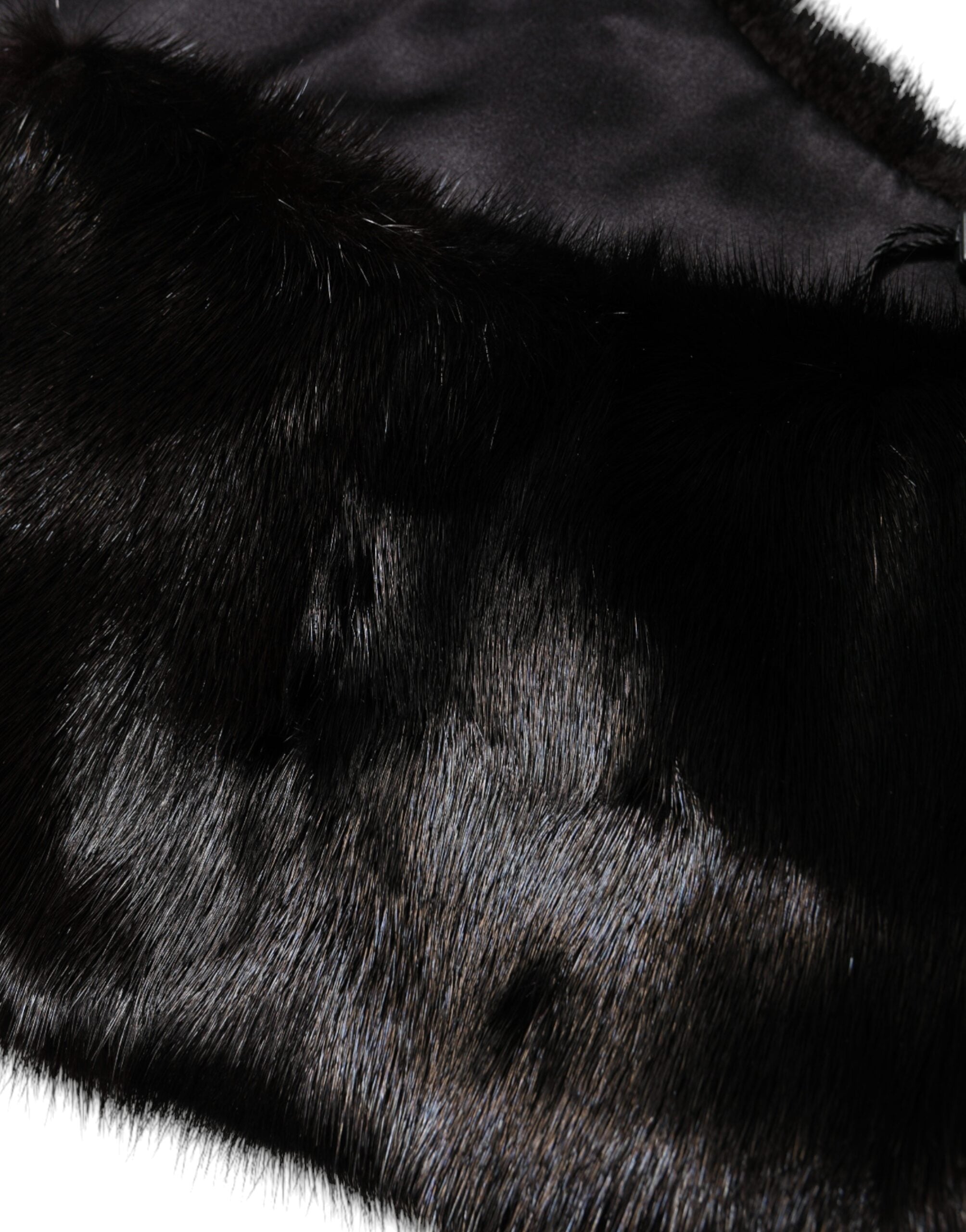 Dolce & Gabbana Black Fur Shawl Neck Wrap Cover Collar Scarf