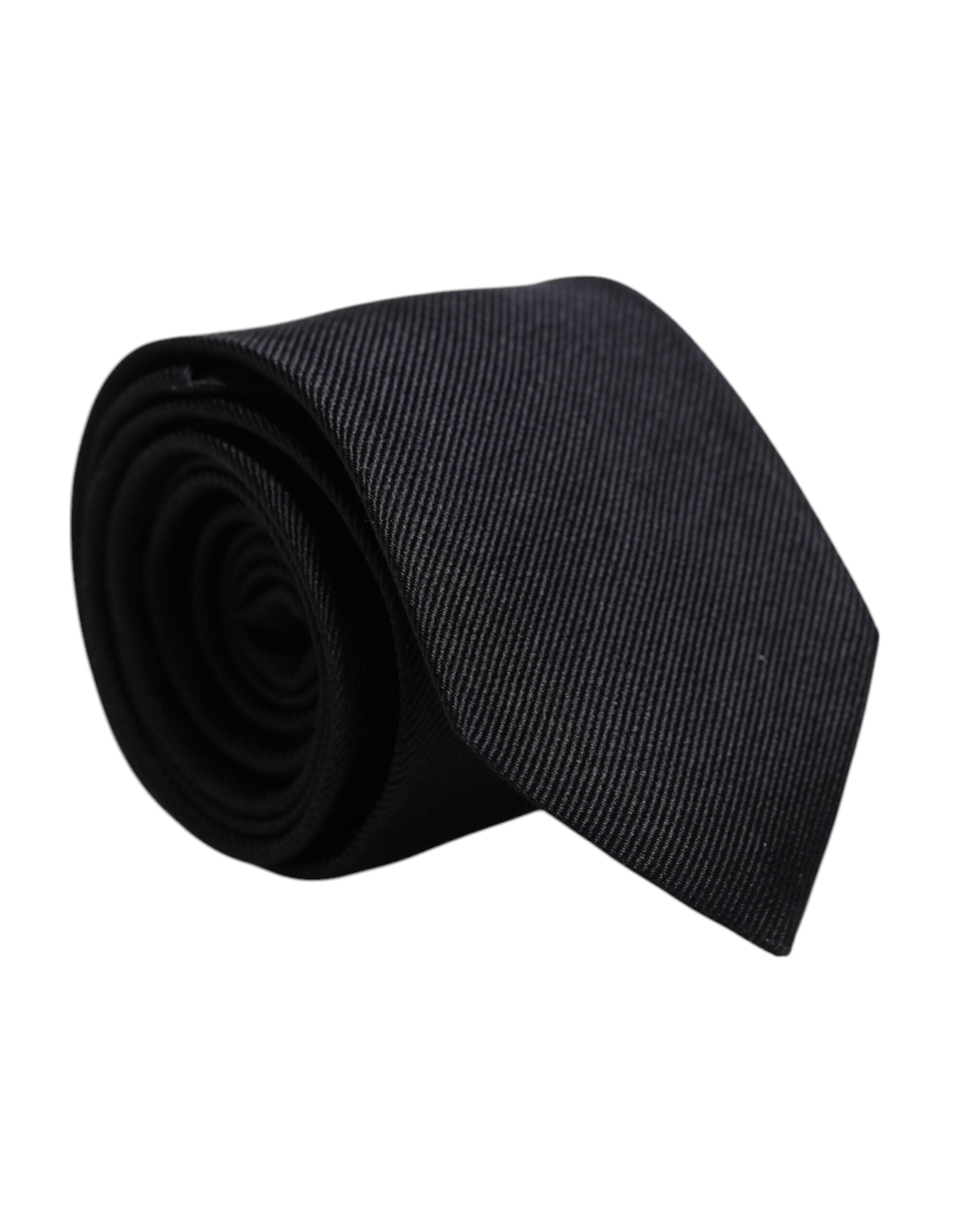 Dolce & Gabbana Black Solid Silk Adjustable Necktie Tie