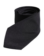 Dolce & Gabbana Black Solid Silk Adjustable Necktie Tie