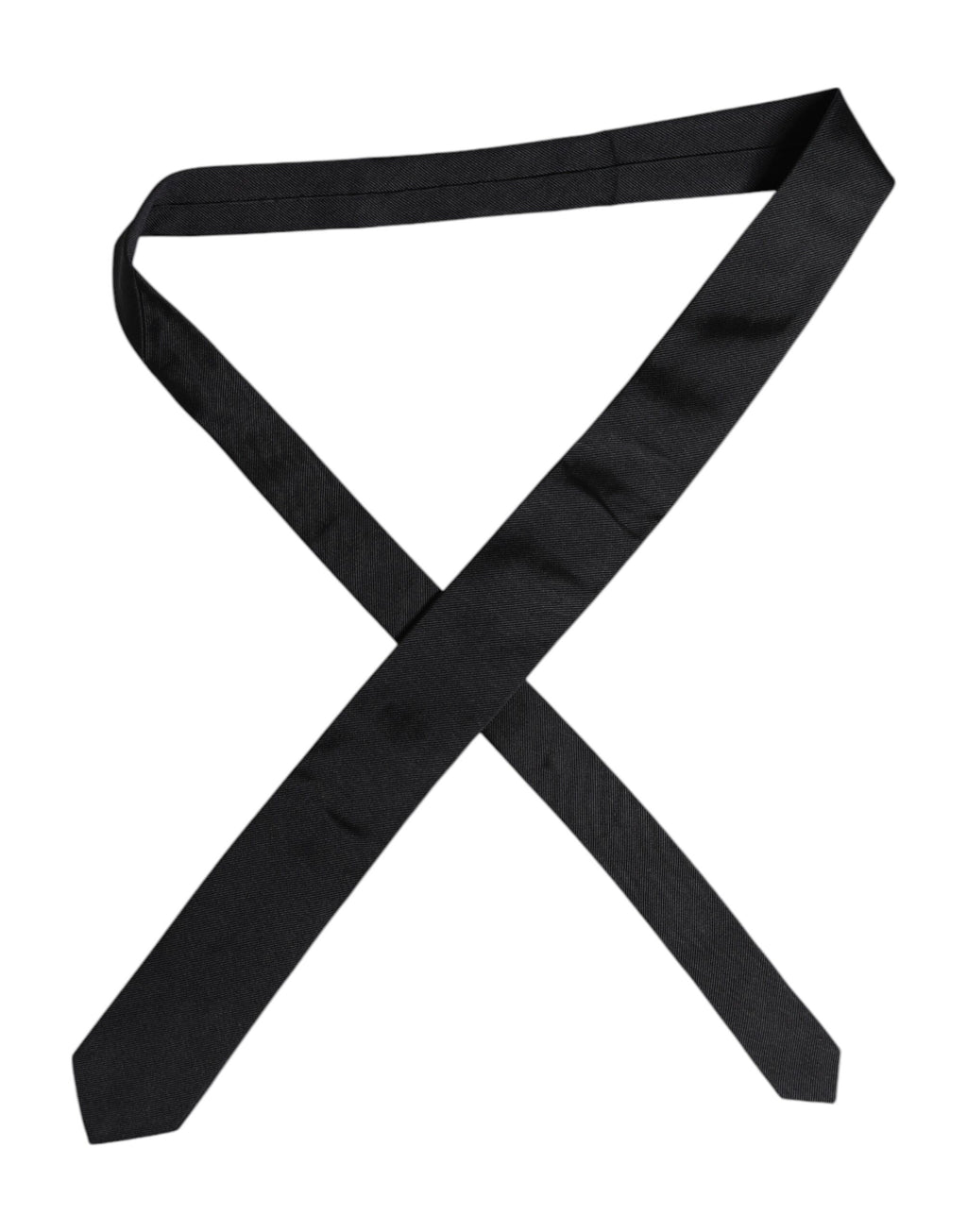 Dolce & Gabbana Black Solid Silk Adjustable Necktie Tie