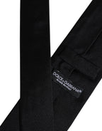 Dolce & Gabbana Black Solid Silk Adjustable Necktie Tie