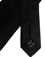 Dolce & Gabbana Black Solid Silk Adjustable Necktie Tie