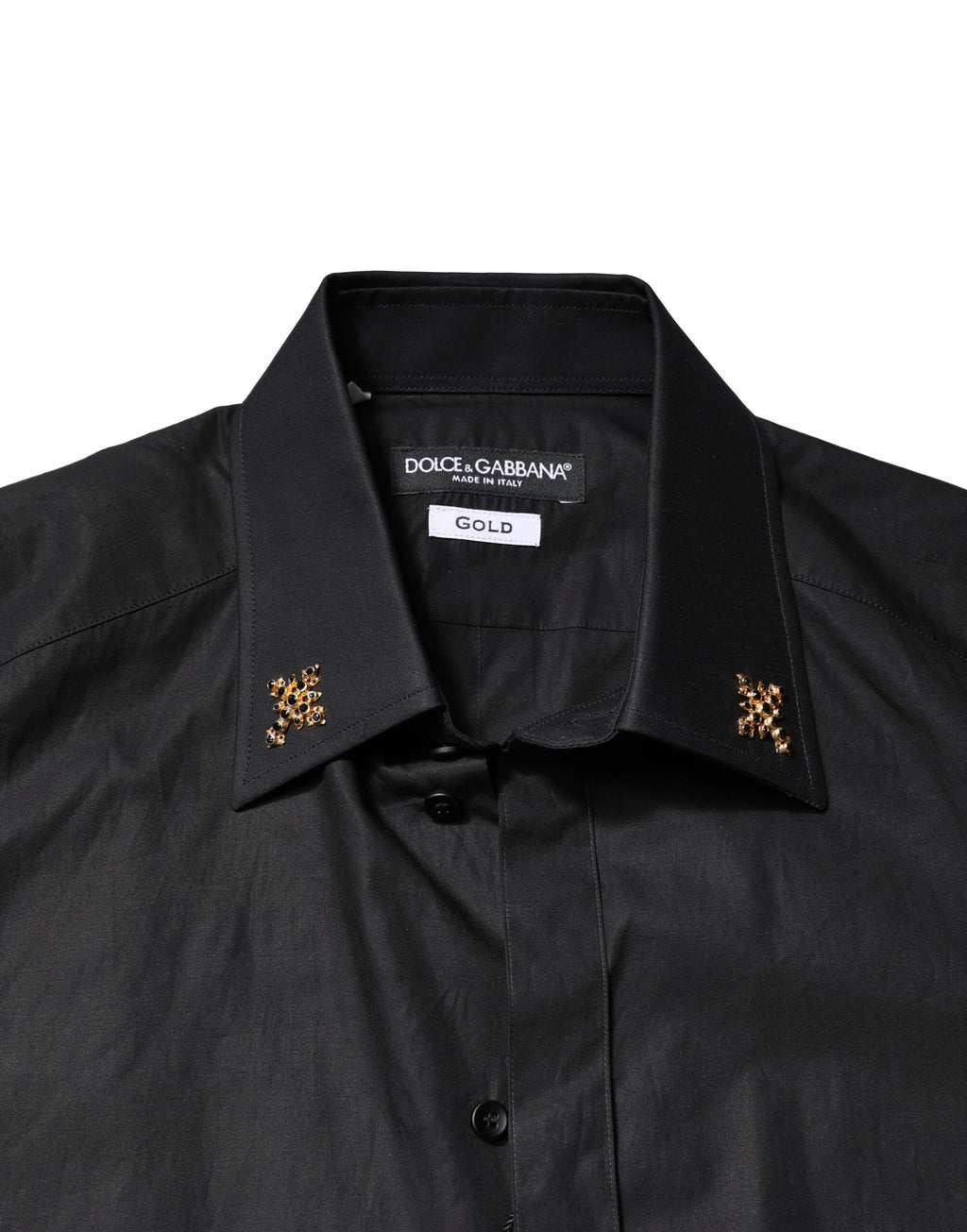Dolce & Gabbana Black GOLD Cross Embellished Men Dress Shirt