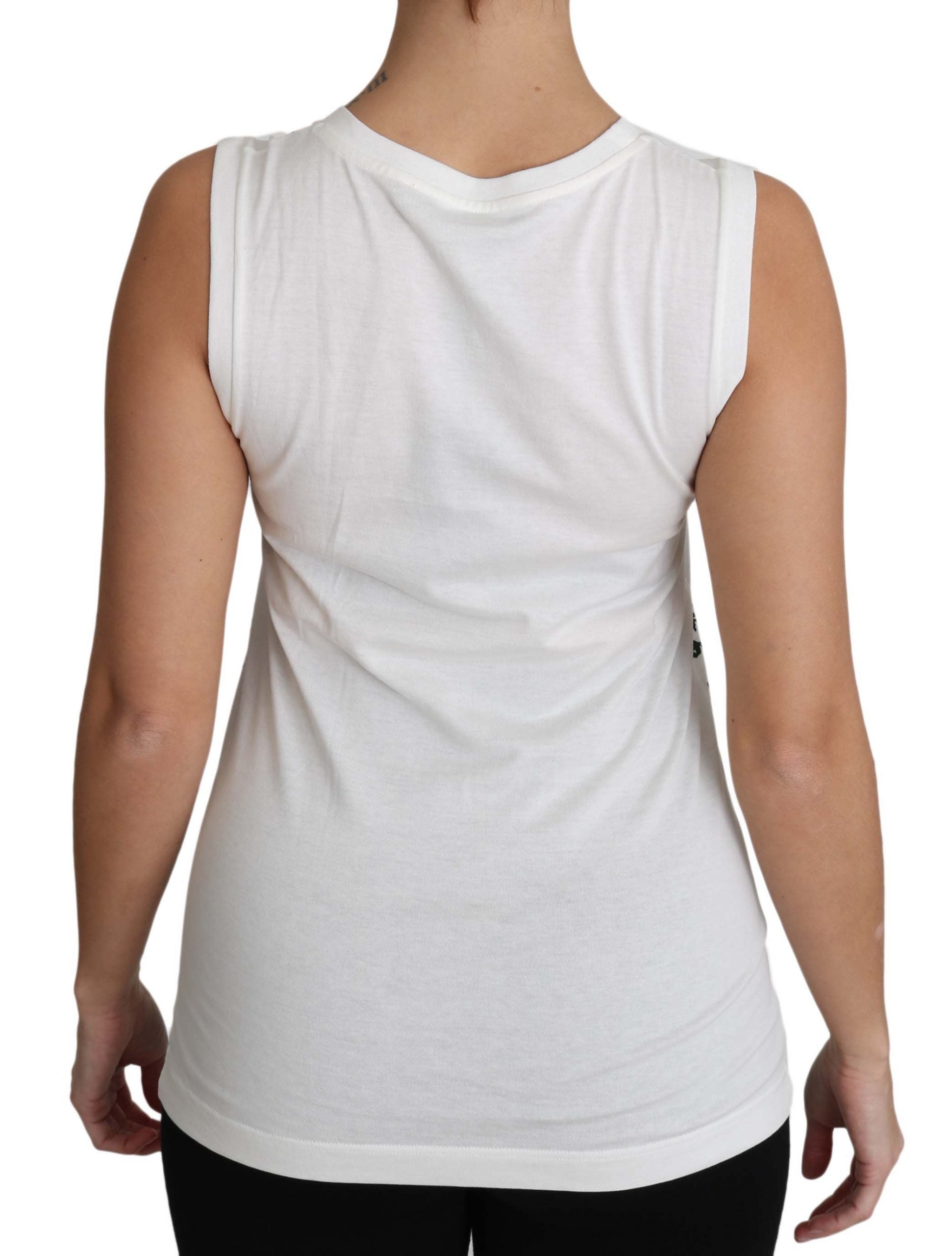 Dolce & Gabbana White Cotton #dgfamily Sleeveless Shirt Tank Top