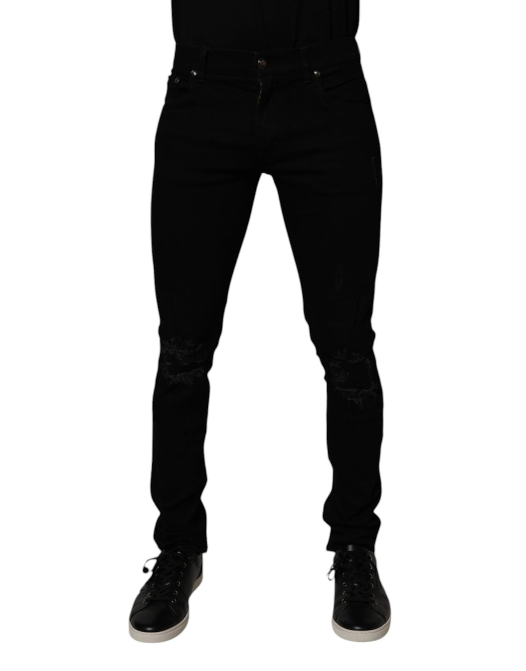 Dolce & Gabbana Black Cotton Stretch Skinny Men Denim Jeans