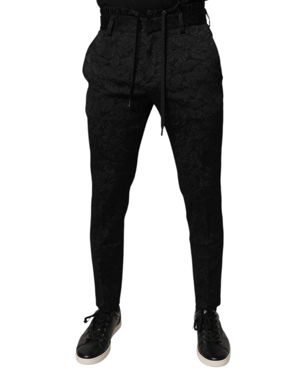 Authentic Designer Authentic Designer Dolce & Gabbana Black Brocade Polyester Skinny Dress Pants