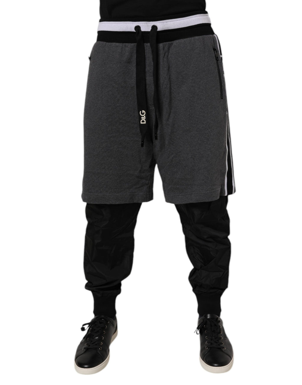 Authentic Designer Authentic Designer Dolce & Gabbana Black Gray Cotton Layered Men Sweatpants Pants