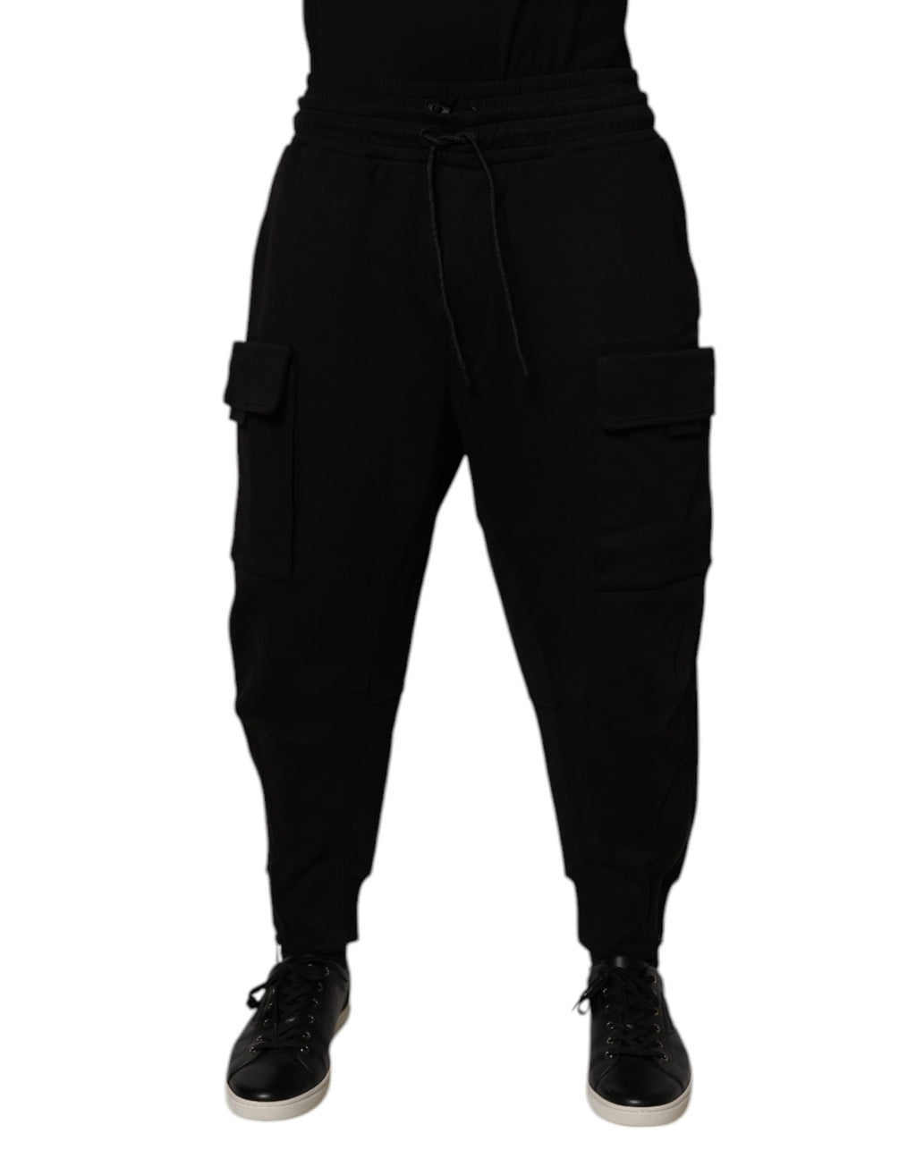 Authentic Designer Authentic Designer Dolce & Gabbana Black Cotton Men Cargo Jogger Sweatpants Pants