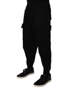 Authentic Designer Authentic Designer Dolce & Gabbana Black Cotton Men Cargo Jogger Sweatpants Pants