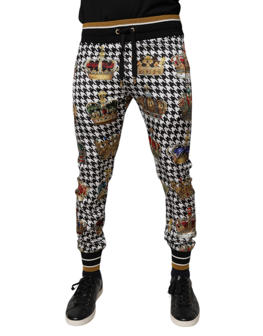 Authentic Designer Authentic Designer Dolce & Gabbana Multicolor Houndstooth Crown Men Sweatpants Pants