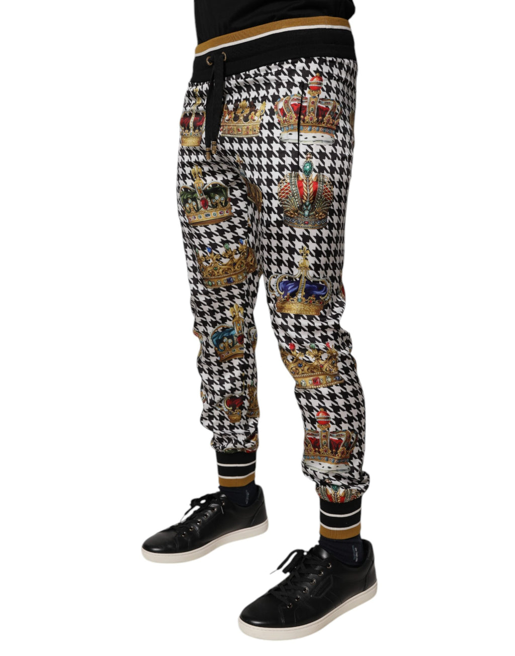 Authentic Designer Authentic Designer Dolce & Gabbana Multicolor Houndstooth Crown Men Sweatpants Pants