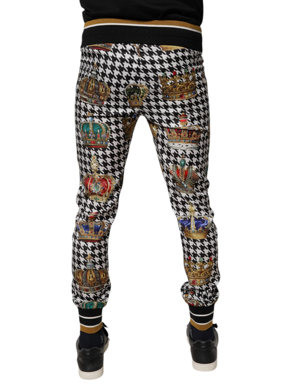 Authentic Designer Authentic Designer Dolce & Gabbana Multicolor Houndstooth Crown Men Sweatpants Pants