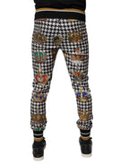 Authentic Designer Authentic Designer Dolce & Gabbana Multicolor Houndstooth Crown Men Sweatpants Pants