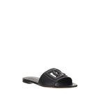 Dolce & Gabbana Black Calf Leather Bos Taurus Flat Sandals