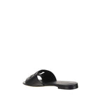 Dolce & Gabbana Black Calf Leather Bos Taurus Flat Sandals