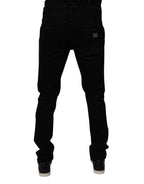 Dolce & Gabbana Black Cotton Tattered Skinny Men Denim Jeans