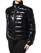 Dolce & Gabbana Black Logo Plaque Full Zip Puffer Jacket