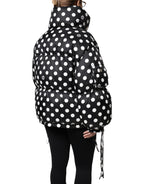 Dolce & Gabbana Black White Polka Dot Full Zip Puffer Jacket