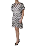 Dolce & Gabbana White Polka Dotted Silk Blend A-line Dress