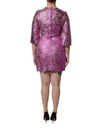 Dolce & Gabbana Metallic Fuchsia Floral Sheath Mini Dress
