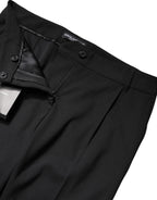 Dolce & Gabbana Black Wool High Waist Boot Cut Dress Pants