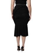 Dolce & Gabbana Black Mermaid Cut High Waist Midi Skirt