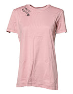 Dolce & Gabbana Pink Logo Print Cotton Crew Neck T-shirt