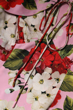 Dolce & Gabbana Pink Floral Silk Short Sleeves Blouse Top