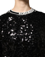 Dolce & Gabbana Black DG Queen Sequin Pullover Sweater