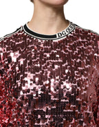 Dolce & Gabbana Pink DG Queen Sequin Pullover Sweater