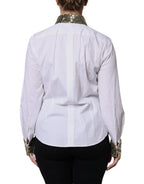 Dolce & Gabbana White Cotton Long Sleeves Sequin Shirt Top