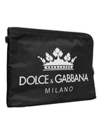 Dolce & Gabbana Black DG Milano Print Nylon Pouch Clutch Bag
