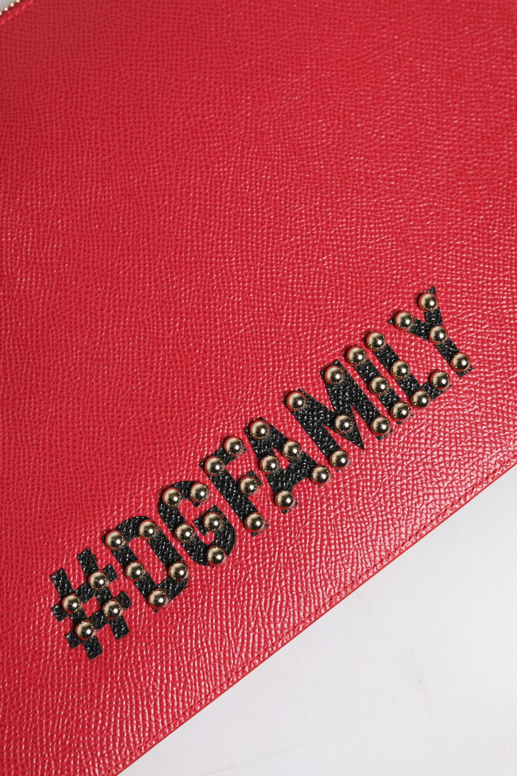 Dolce & Gabbana Red #DGFamily Embellished Leather Clutch Bag