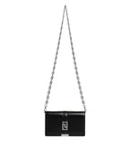 Versace Black Calfskin Leather Chain Strap Shoulder Crossbody Bag