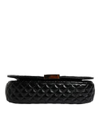 Versace Black Calf Leather Quilted Shoulder Strap Bag