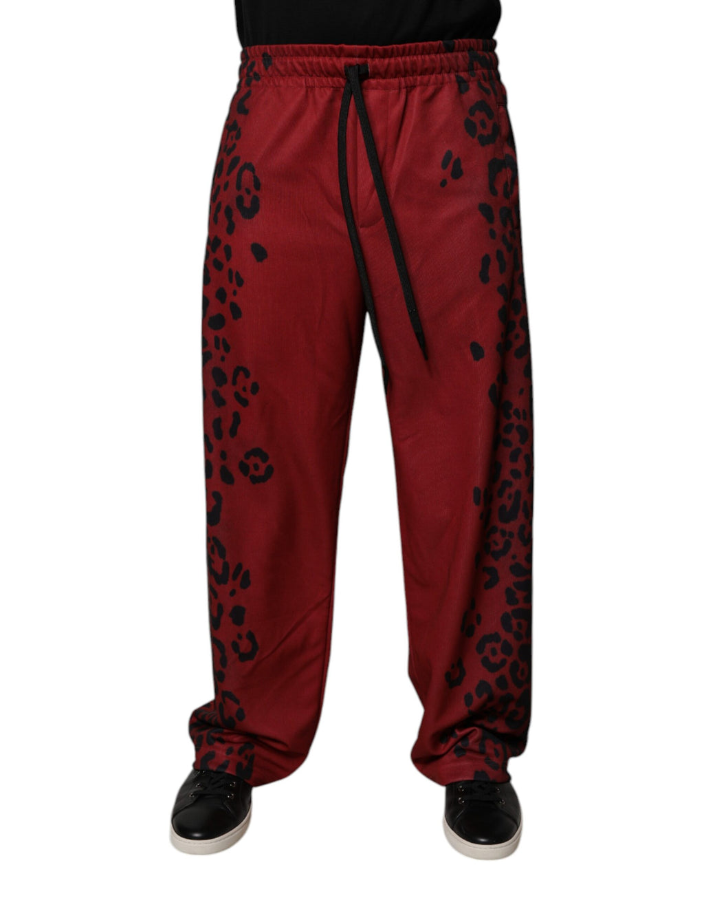 Authentic Designer Authentic Designer Dolce & Gabbana Red Leopard Print Polyester Men Jogger Pants