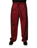 Authentic Designer Authentic Designer Dolce & Gabbana Red Leopard Print Polyester Men Jogger Pants