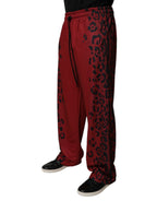 Authentic Designer Authentic Designer Dolce & Gabbana Red Leopard Print Polyester Men Jogger Pants