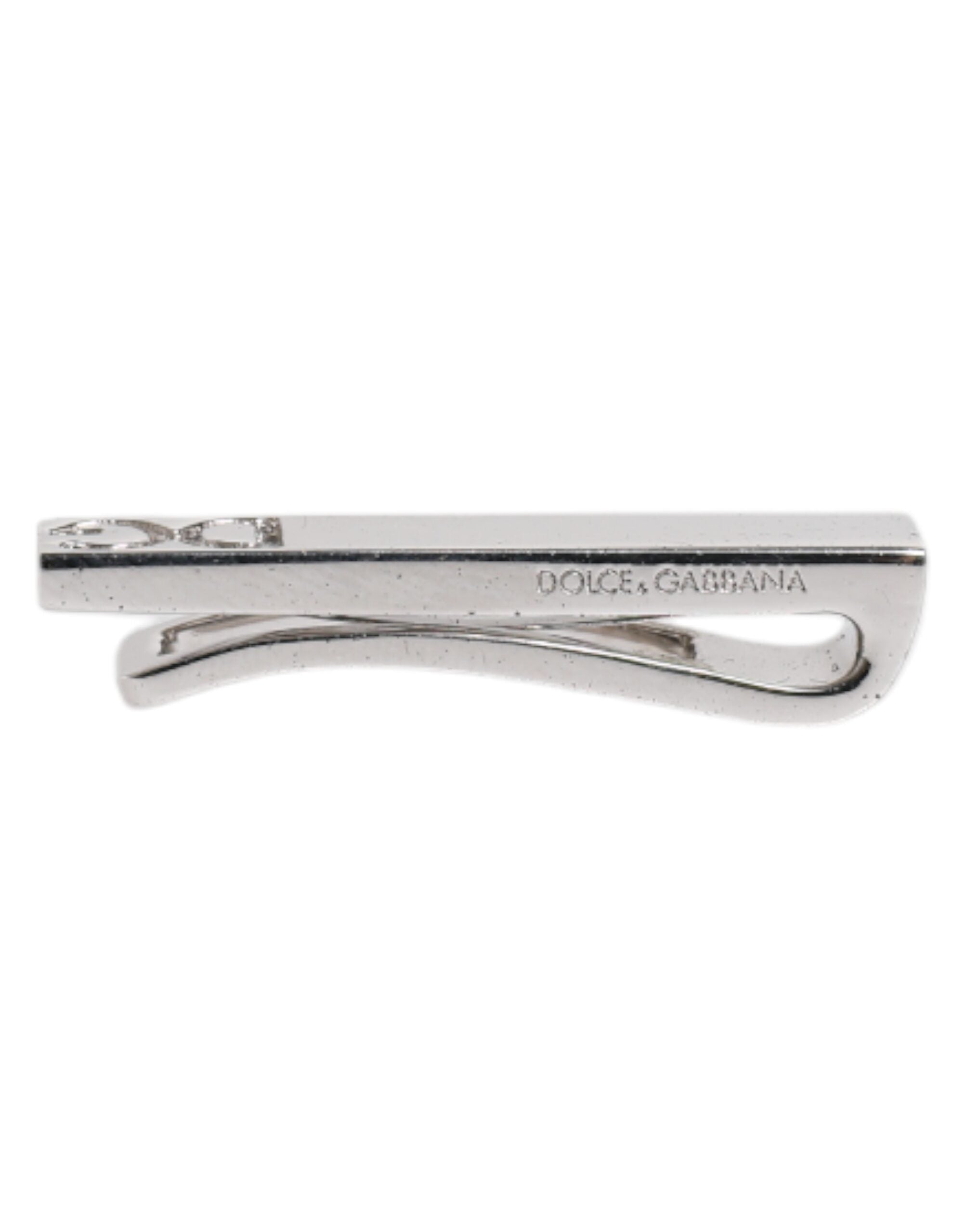 Dolce & Gabbana Silver Tone Brass Logo Branded Tie Clip Bar