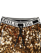 Dolce & Gabbana Metallic Gold DG Logo Sequined Jogger Pants