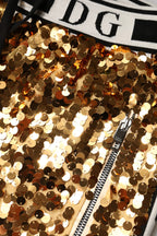 Dolce & Gabbana Metallic Gold DG Logo Sequined Jogger Pants