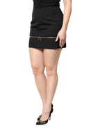 Dolce & Gabbana Black Virgin Wool High Waisted Mini Skirt