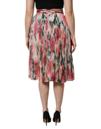 Dolce & Gabbana Multicolor Silk Floral High Waist Midi Skirt