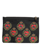 Dolce & Gabbana Black Red Nylon Sacred Heart Clutch Pouch Bag