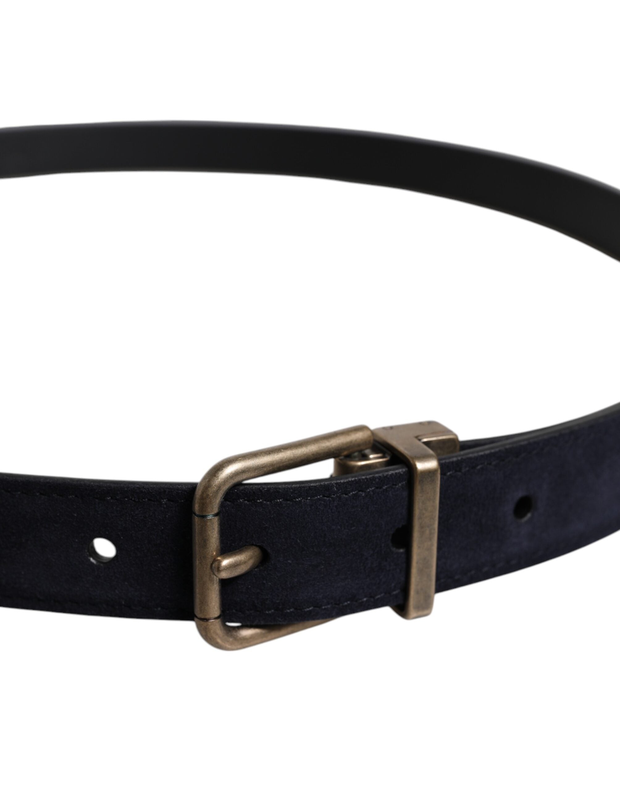 Dolce & Gabbana Black Goat Leather Metal Buckle Classic Belt
