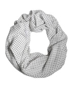 Dolce & Gabbana White Polka Dots Polyester Wrap Shawl Scarf
