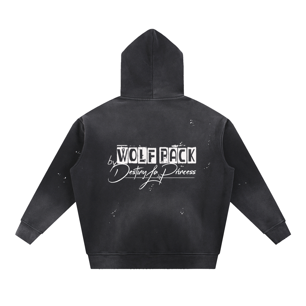 Vintage Washed Frayed Fleece Hoodie